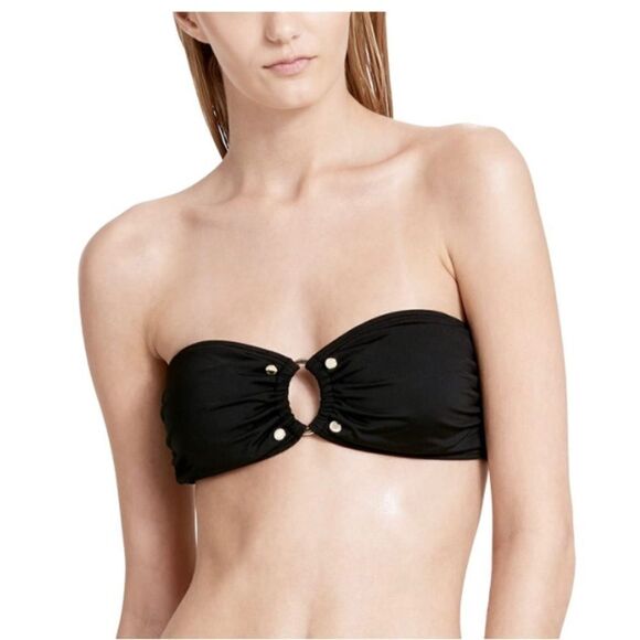 Calvin Klein Women's Printed Studded Bandeau Bikini Top Black size XL - Picture 1 of 3